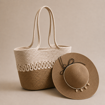 Ensemble LOVAL sac et chapeau sable