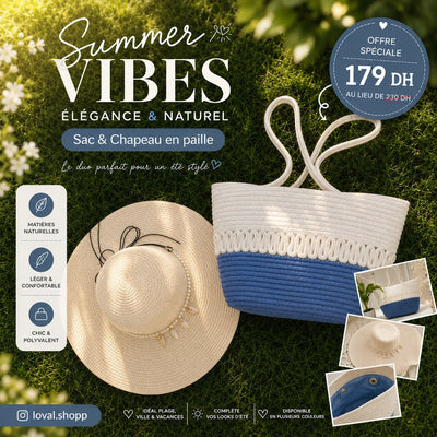 Ensemble LOVAL sac et chapeau bleu marine