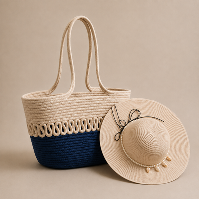 Ensemble LOVAL sac et chapeau bleu marine