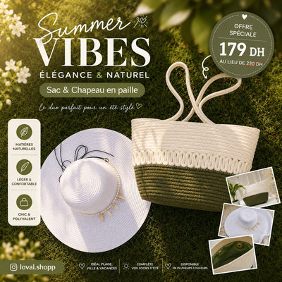 Ensemble LOVAL sac et chapeau vert olive