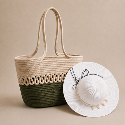 Ensemble LOVAL sac et chapeau vert olive