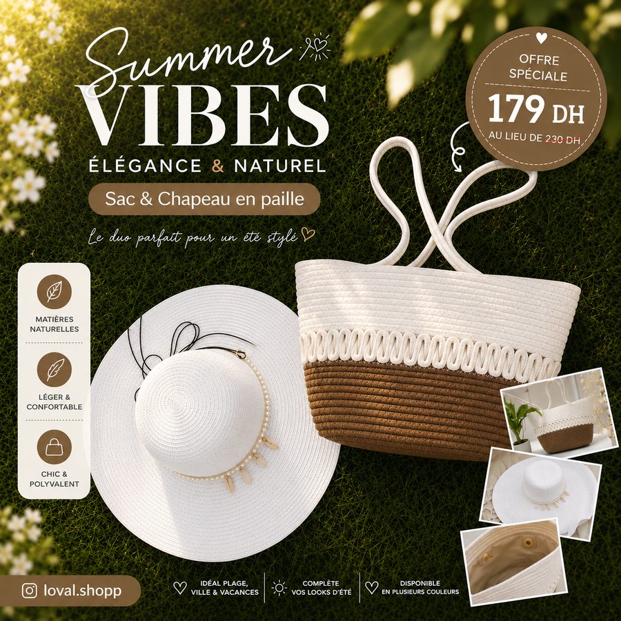 Ensemble LOVAL sac et chapeau sable